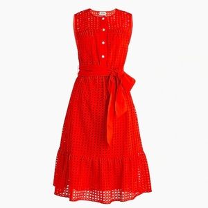 J. Crew NWT Allover Eyelet Dress in Cerise